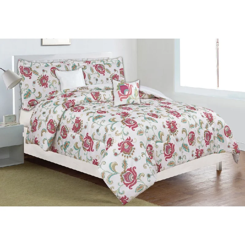 Latex - filled comforters with a bouncy texture and good supportHome Dynamix Classic Trends Collection Roaming Blossom 5-piece Comforter Set