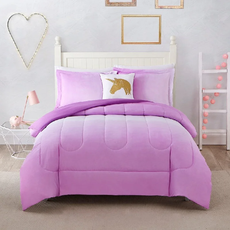 Silk - filled comforters for a luxurious and smooth touchJada Ombre Pink Multi Piece Comforter Set