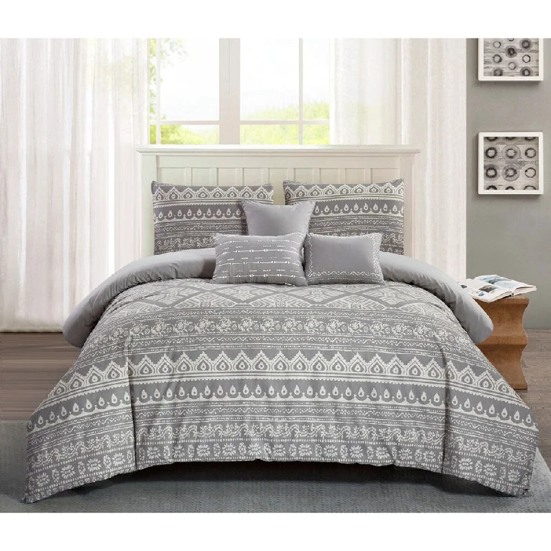 Microfiber - filled comforters that are lightweight and easy to care forJaipur Printed Cotton Comforter Set in Grey