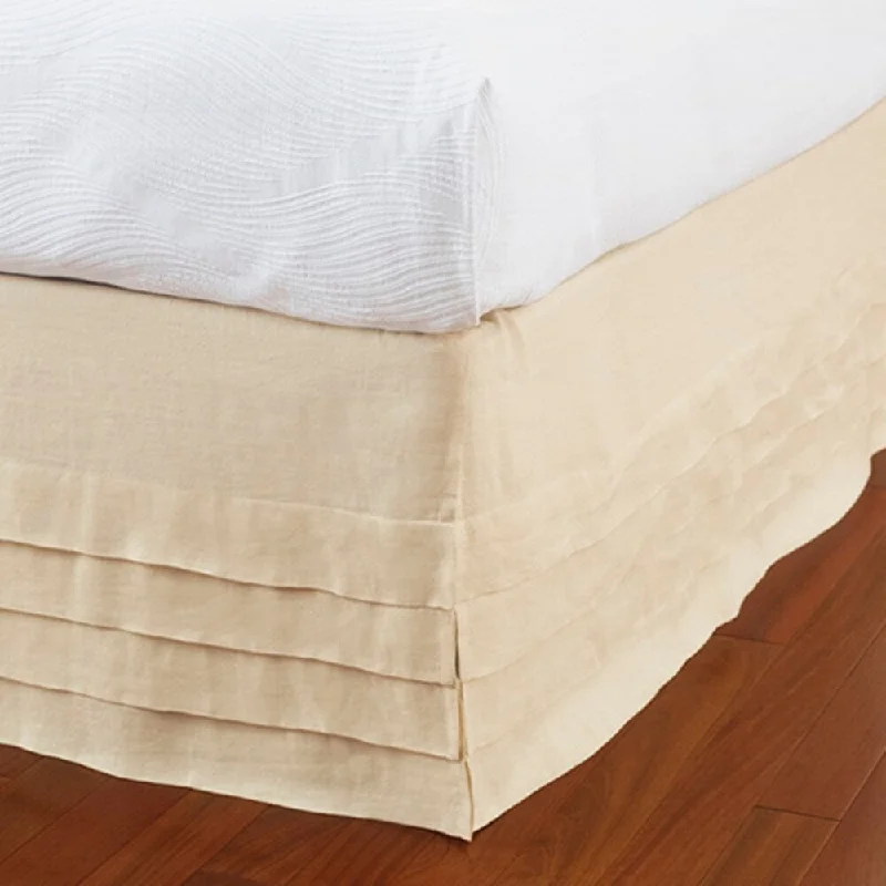 Layla Ivory Linen Panel Bed Skirt - Twin