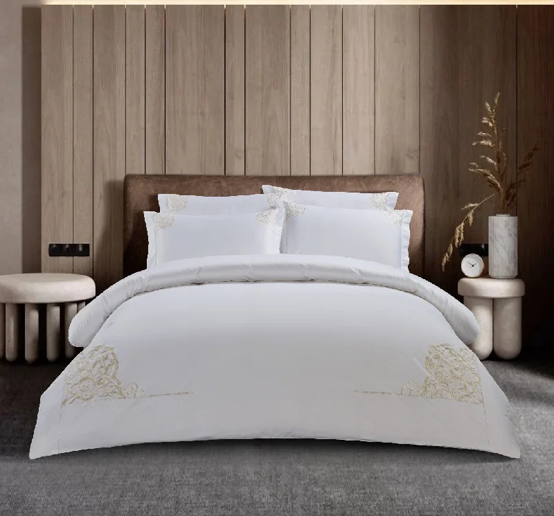 Moisture - wicking duvet covers to prevent night sweatsLorena White Duvet Cover