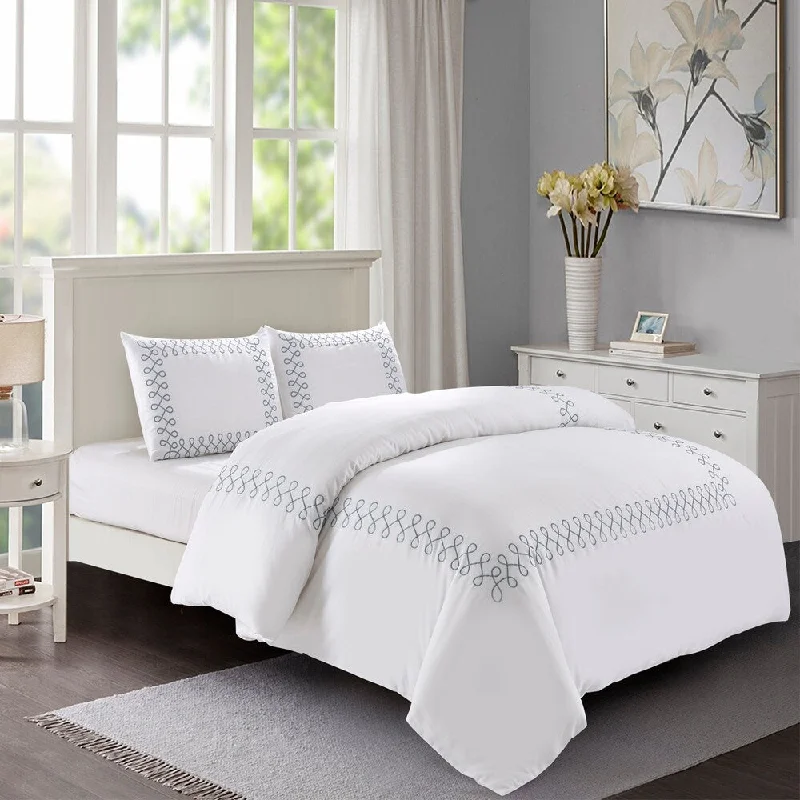 Bamboo - fiber - filled comforters with antibacterial and breathable qualitiesLuca Cotton Comforter Set in Navy - White/Blue