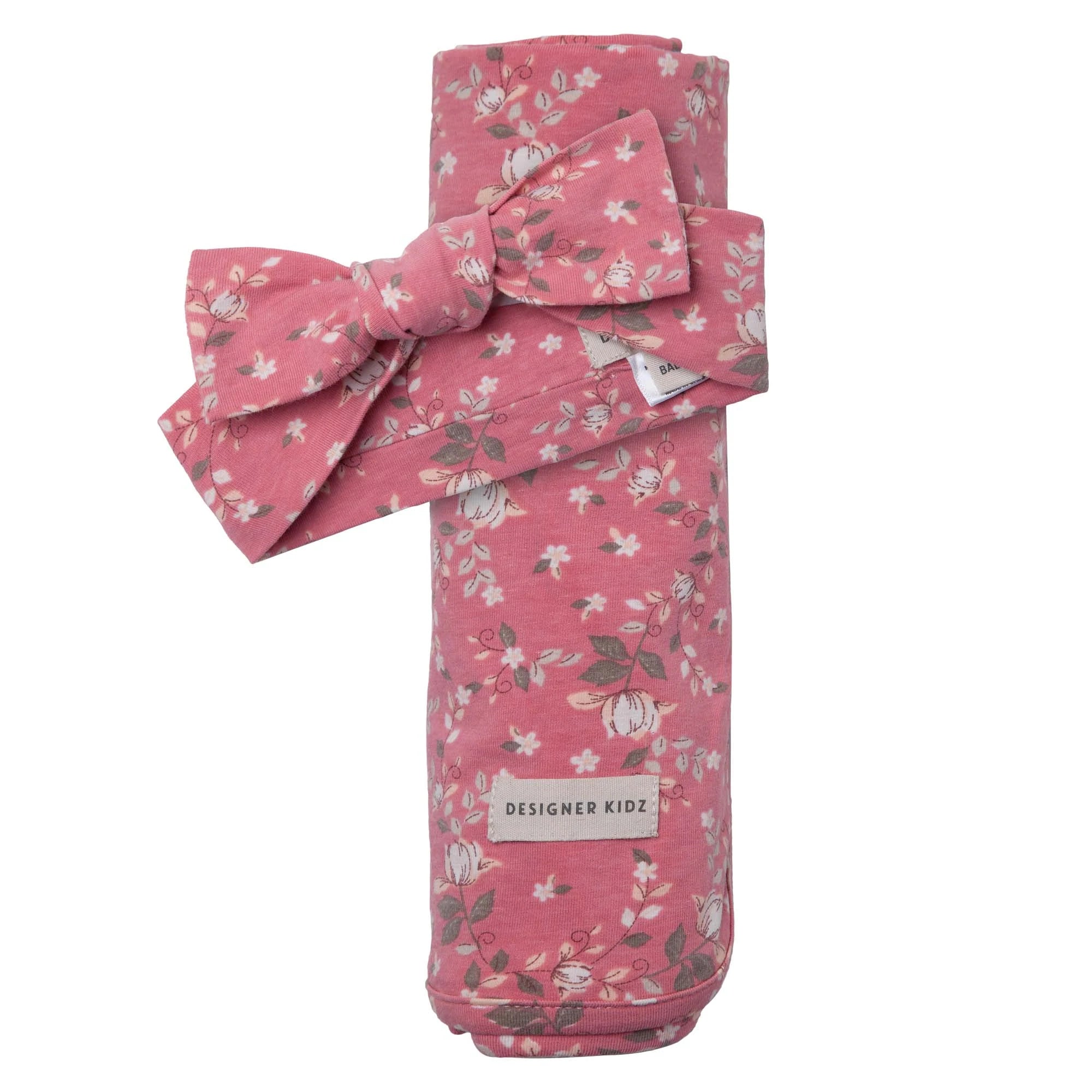 Microfiber blankets that are durable and easy to care forMaisie Floral Swaddle & Headband Set - Dusty Rose