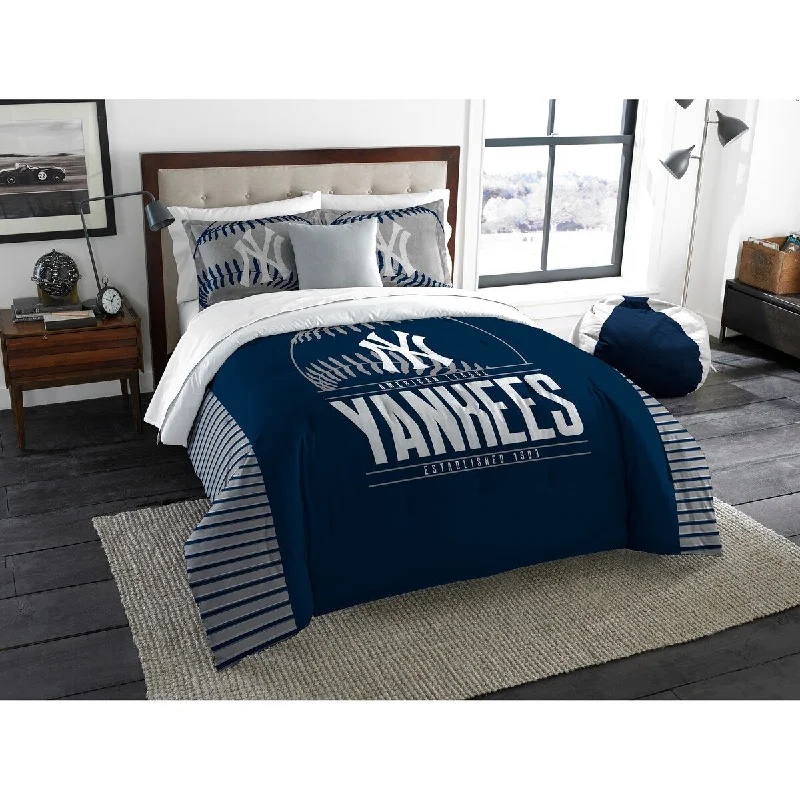 Synthetic - filled comforters like polyester for affordability and hypoallergenic propertiesMLB 858 Yankees King Printed Grandslam Comforter & Shams Set