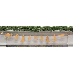 Natural Wood Nativity Garland