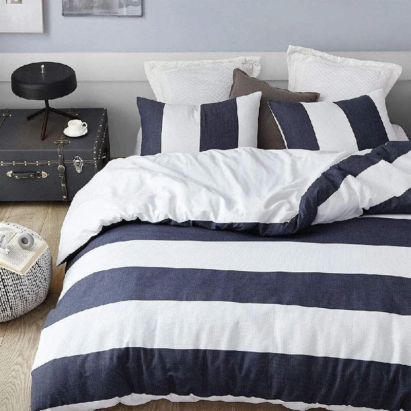 Goose down comforters known for their superior quality and insulationNavy Bold Oversized Comforter