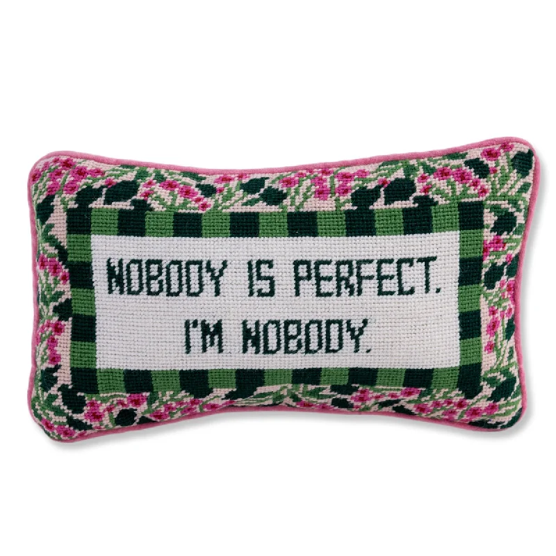 Cashmere blankets for ultimate softness and luxuryNobody is Perfect Needlepoint Pillow