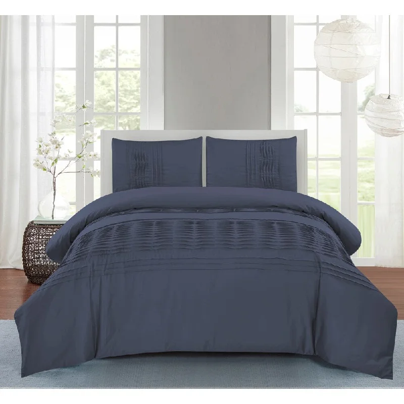 Microfiber - filled comforters that are lightweight and easy to care forPalmer Pleated Cotton Comforter Set in Blue