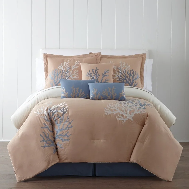 Bamboo - fiber - filled comforters with antibacterial and breathable qualitiesPanama Jack Coral Seas Embroidered 7-piece Comforter Set