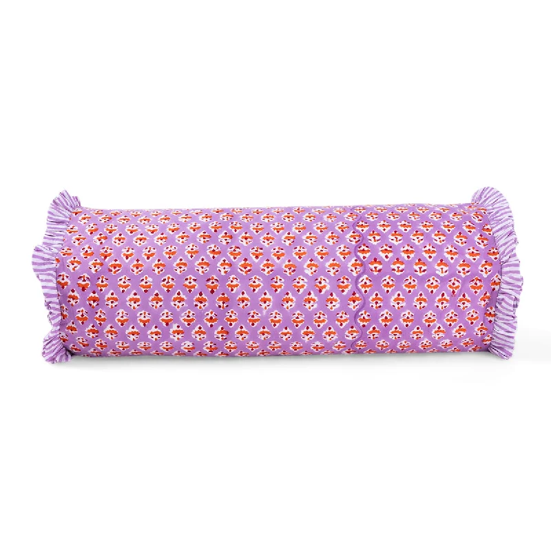 Recycled polyester blankets for an eco - conscious optionRuffle Bolster Pillow in Ambroeus