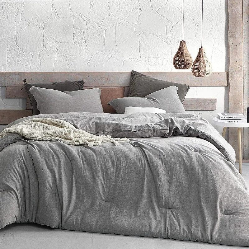 Full - size comforters suitable for full - sized beds in guest rooms or small bedroomsShaded Gray Oversized Comforter - 100% Yarn Dyed Cotton