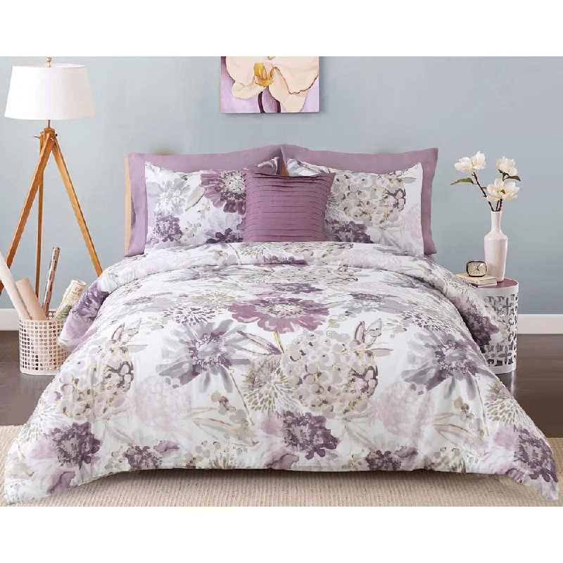 Synthetic - filled comforters like polyester for affordability and hypoallergenic propertiesSienna Comforter Set Queen in Purple