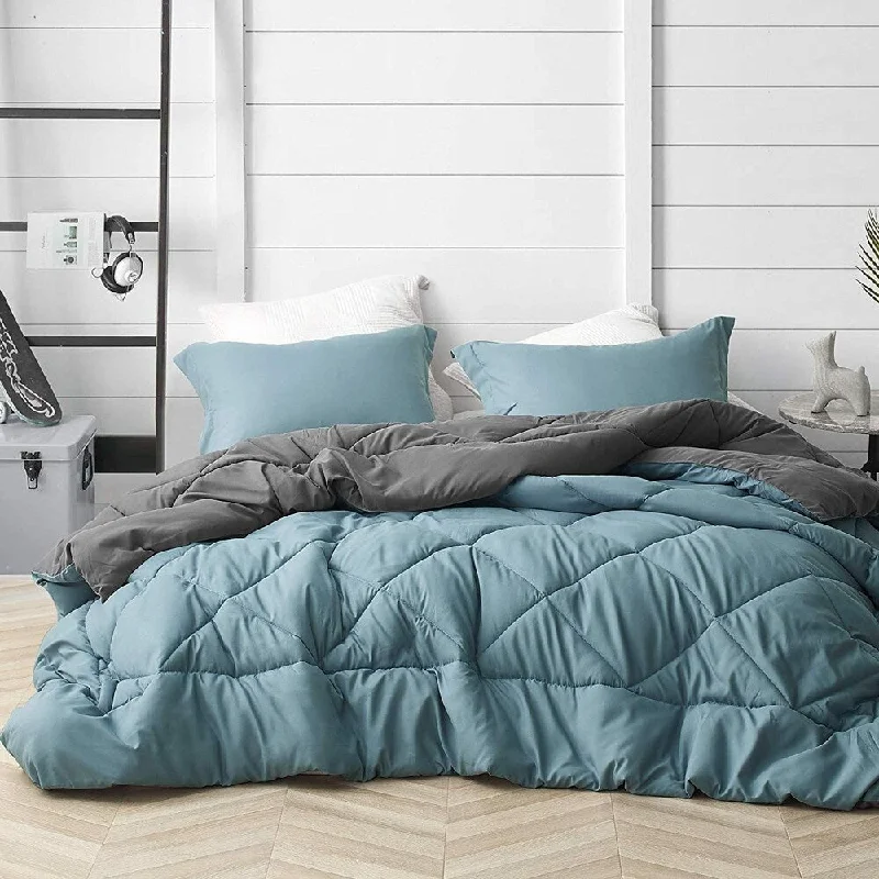 Silk - filled comforters for a luxurious and smooth touchSmoke Blue/Granite Gray Reversible Oversized Comforter