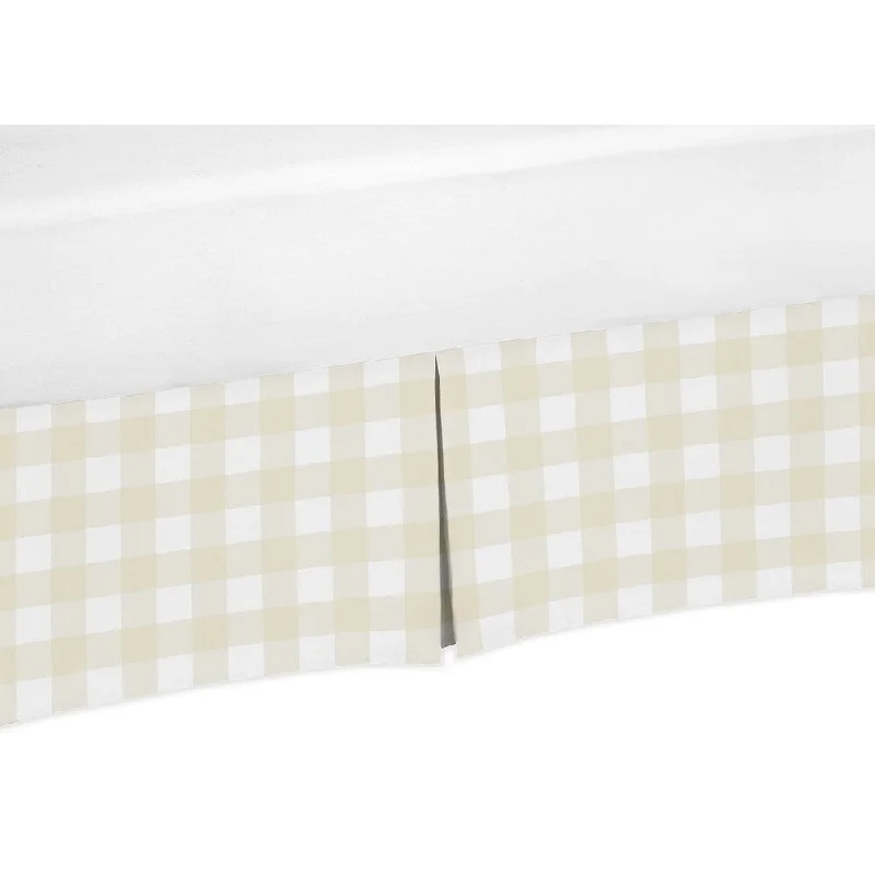 Sweet Jojo Designs Beige and White Buffalo Plaid Check Woodland Camo Collection Queen Bed Skirt