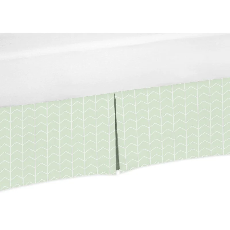 Sweet Jojo Designs Mint and White Chevron Arrow Watercolor Elephant Safari Collection Queen Bed Skirt