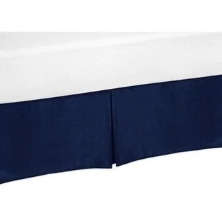 Sweet Jojo Designs Queen Bed Skirt for the Navy Blue and Gray Stripe Collection