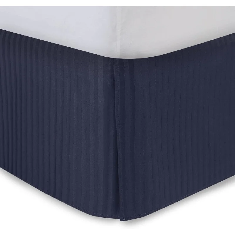 Tailored Bed Skirt, Pleated Sateen Striped Dust Ruffle with Split Corners