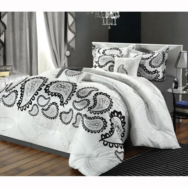 Wool - filled comforters with natural moisture - wicking and temperature - regulating featuresTaj Black 8-piece Paisley Comforter Set