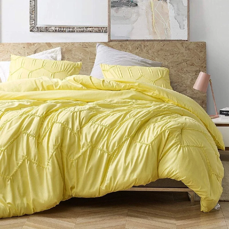 King - size comforters to fit large king - sized beds perfectlyTextured Waves Oversized Comforter - Supersoft Limelight Yellow