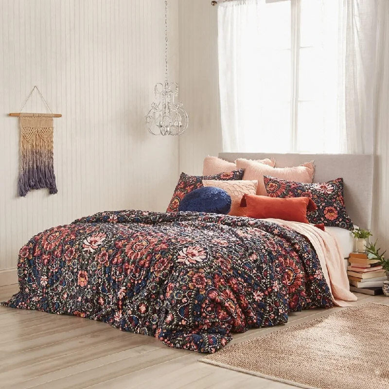 Cotton - filled comforters for a breathable and natural sleep experienceThe Curated Nomad Losi Floral Microsculpt 3-piece Comforter Set