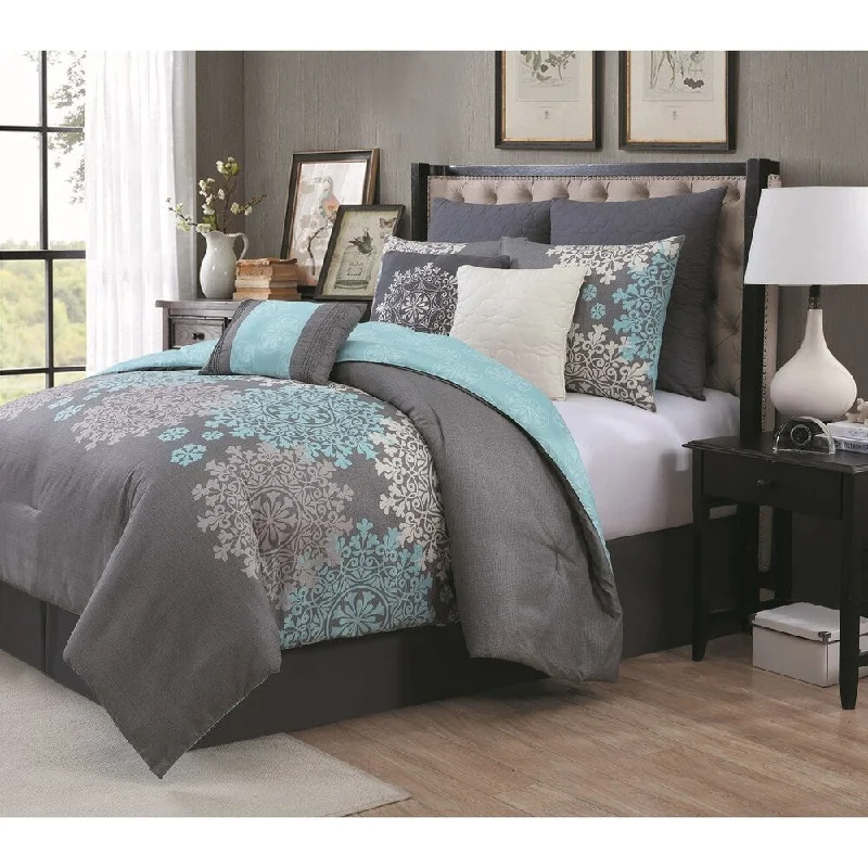 Full - size comforters suitable for full - sized beds in guest rooms or small bedroomsThe Curated Nomad Shirley 9-piece Comforter Set