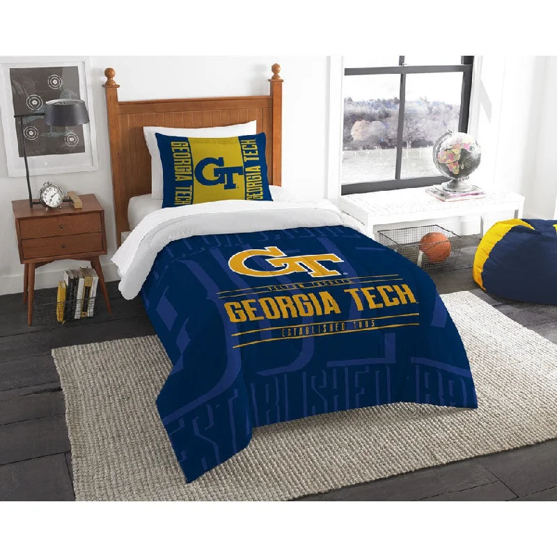 Silk - filled comforters for a luxurious and smooth touchThe Northwest Co COL Georgia Tech Modern Take Blue and Yellow Twin 2-piece Comforter Set