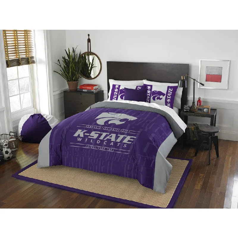 Microfiber - filled comforters that are lightweight and easy to care forThe Northwest Company COL 849 Kansas State Modern Take Grey/Purple Full/Queen 3-piece Comforter Set