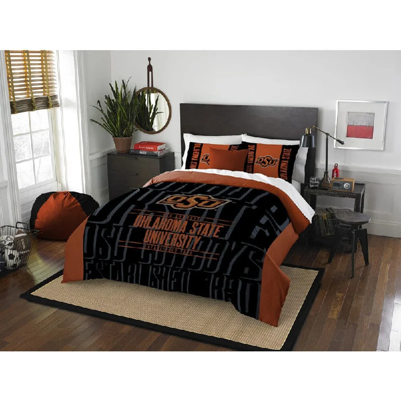 Bamboo - fiber - filled comforters with antibacterial and breathable qualitiesThe Northwest Company COL 849 Oklahoma State Modern Take Polyester Full/Queen 3-piece Comforter Set