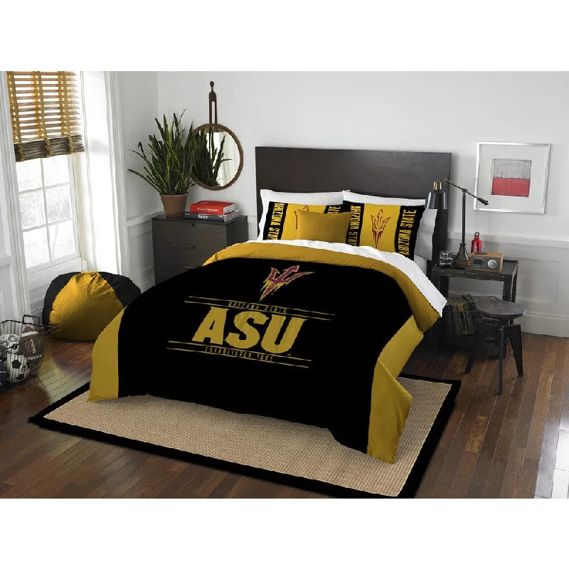 Bamboo - fiber - filled comforters with antibacterial and breathable qualitiesThe Northwest Company COL Arizona State Modern Take Black and Gold Full/Queen 3-piece Comforter Set