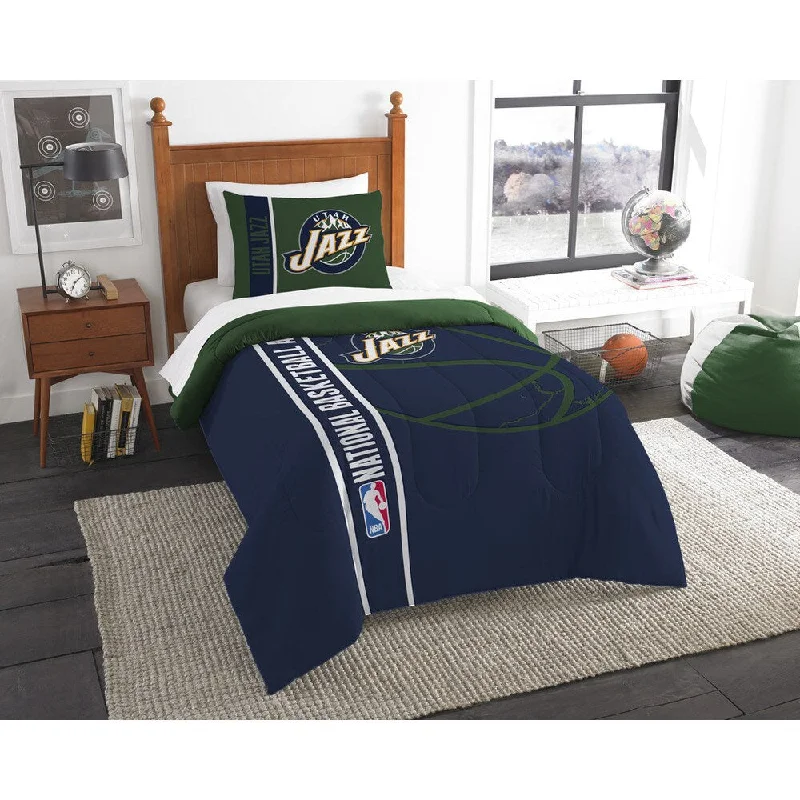 Bamboo - fiber - filled comforters with antibacterial and breathable qualitiesThe Northwest Company NBA 862 Jazz Twin Printed Comforter Set