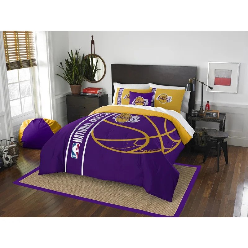 Synthetic - filled comforters like polyester for affordability and hypoallergenic propertiesThe Northwest Company NBA Los Angeles Lakers Full 3-piece Comforter Set