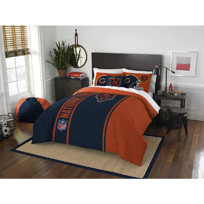 Full - size comforters suitable for full - sized beds in guest rooms or small bedroomsThe Northwest Company Official NFL Chicago Bears Full Applique 3-piece Comforter Set