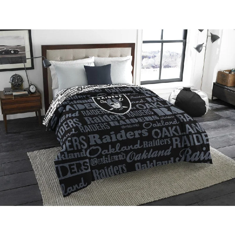 Full - size comforters suitable for full - sized beds in guest rooms or small bedroomsThe Northwest Company Official NFL Oakland Raiders Anthem Full Comforter