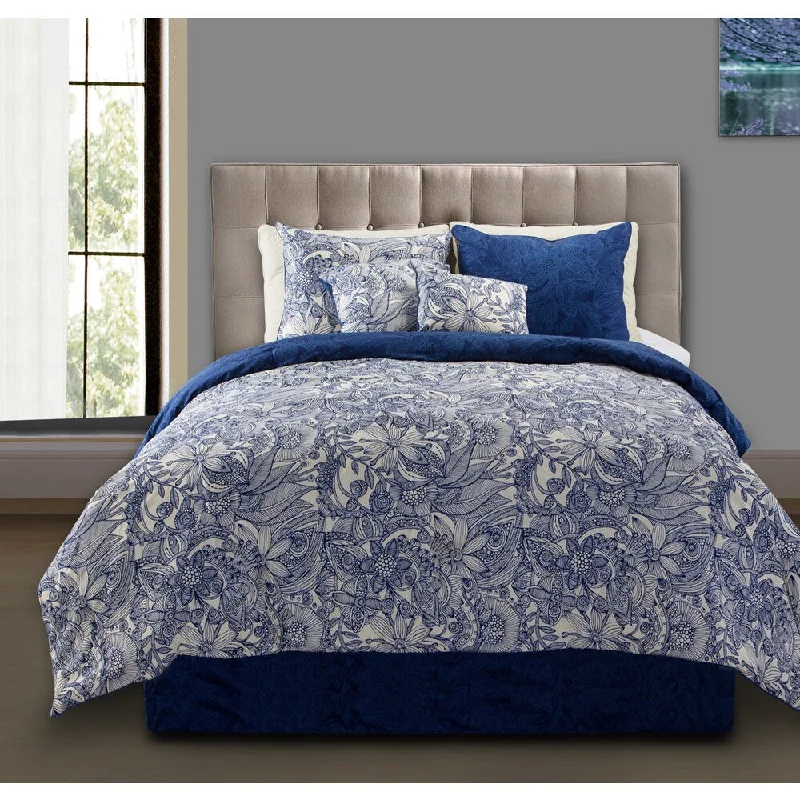 Microfiber - filled comforters that are lightweight and easy to care forValentina Flowers and Doodles 5-piece Comforter Set