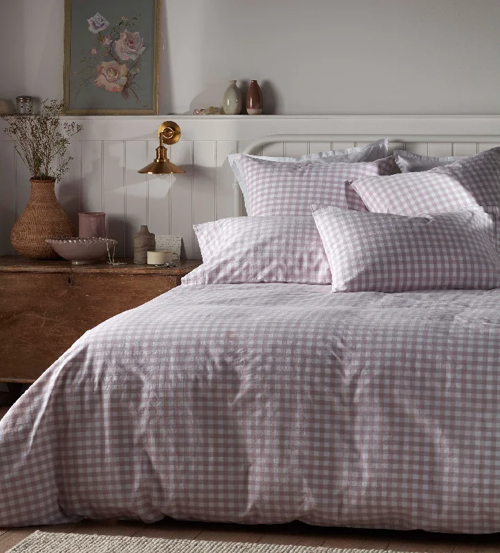 Twin XL duvet covers designed for extra - long twin beds, often used in college dormsVintage Rose Harriet Gingham 100% Organic Cotton Duvet Cover