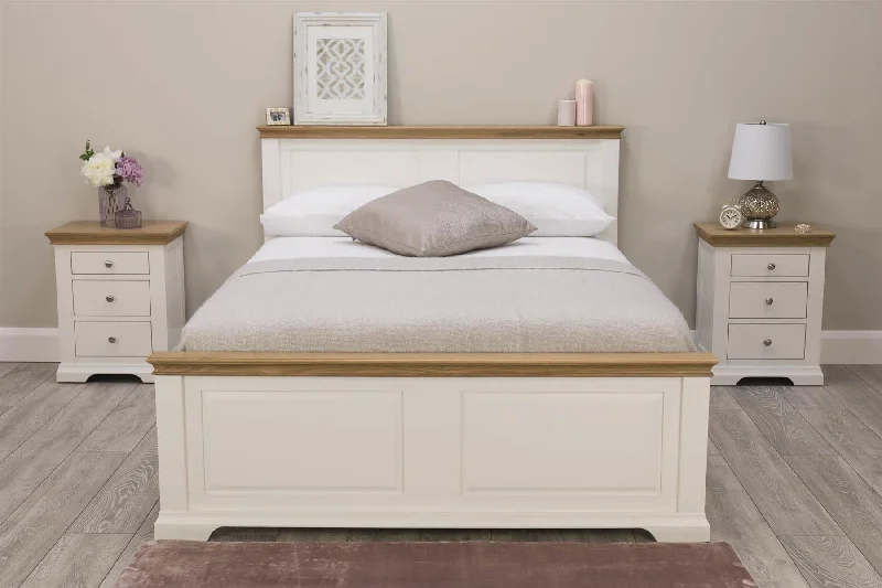 Latex mattresses with natural bounce and breathabilityWestcott Soft White & Natural Oak Solid Wood Bed Frame - 6ft Super King