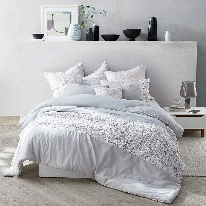 Silk - filled comforters for a luxurious and smooth touchWhite Lace Comforter - Glacier Gray