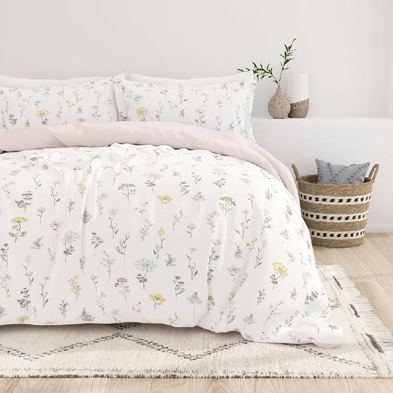 Embroidered duvet covers with intricate needlework for a luxurious touchWildflower Pattern 3-Piece Reversible Duvet Cover Set